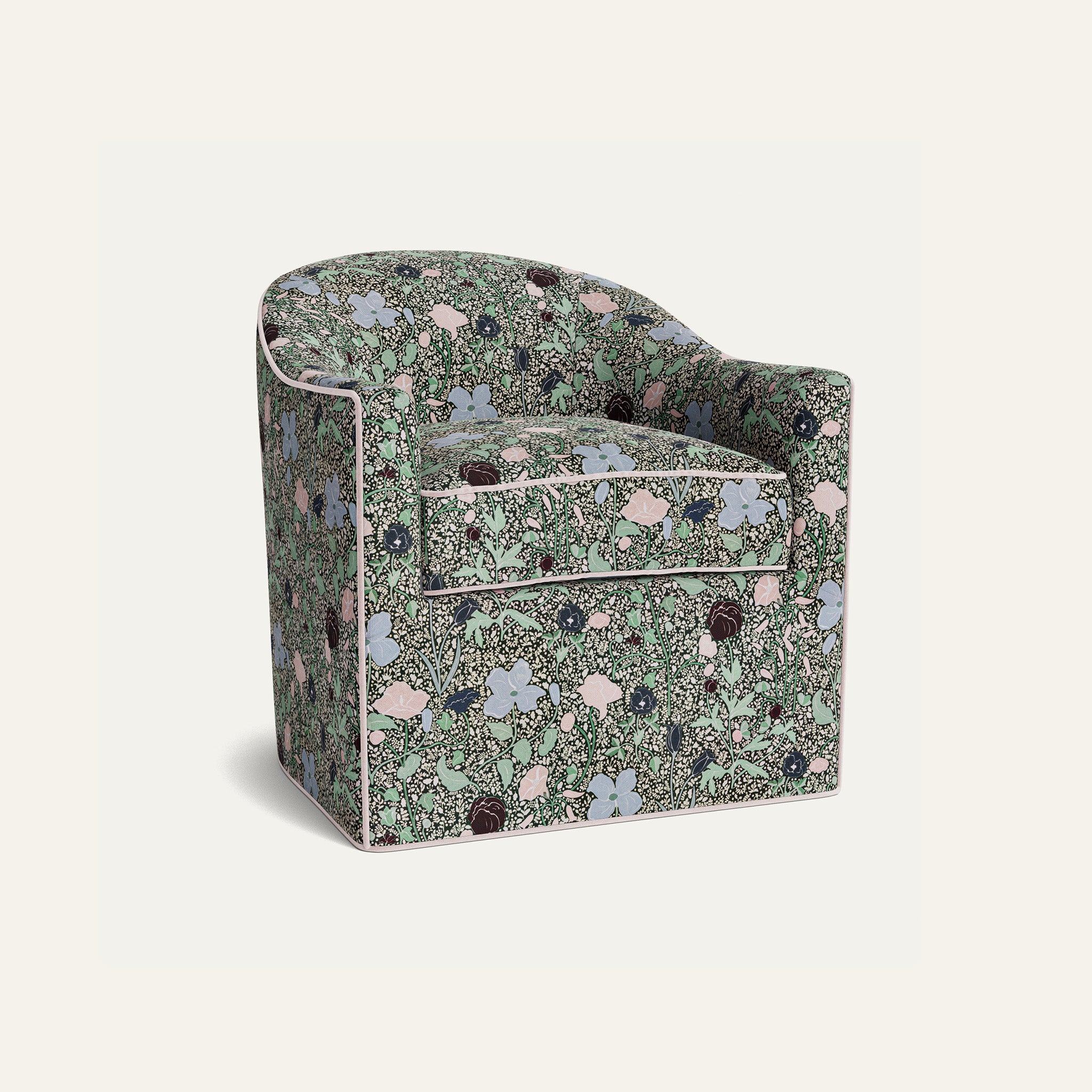 FEATURED: Shown with Upholstered Base / Rose Velvet Welt
