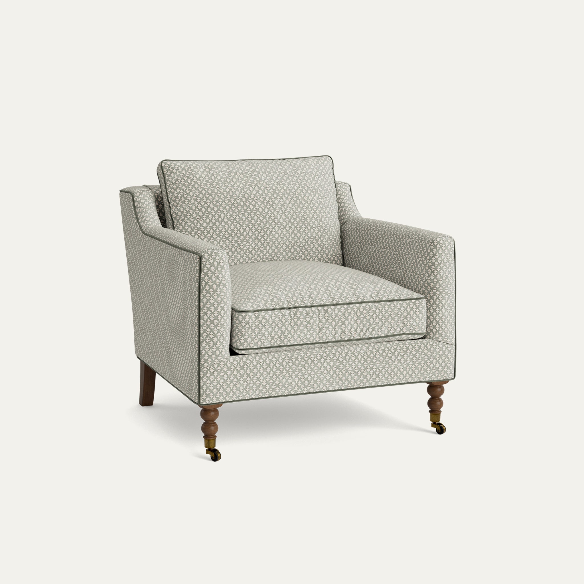 Green Floral Living Room Chair: Colette in Quinn Sage | Pepper Home