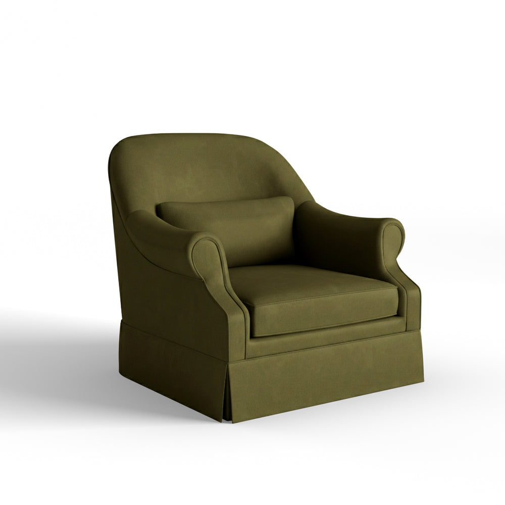   olive velvet custom on white background