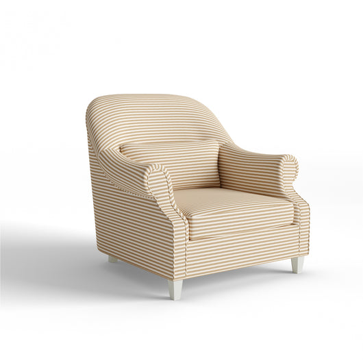 Louisa Camel Horizontal chair with classic shape and curved arms offering style and comfort for any room.