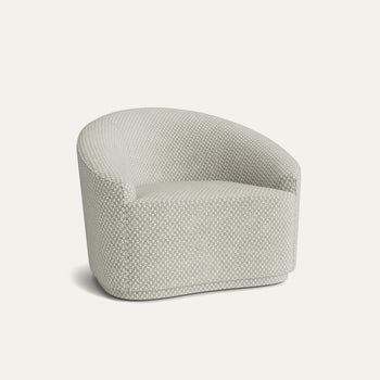 Quinn Sage chair in soft sage chenille jacquard fabric with curved back, made-to-order, short lead times, manufactured in the USA