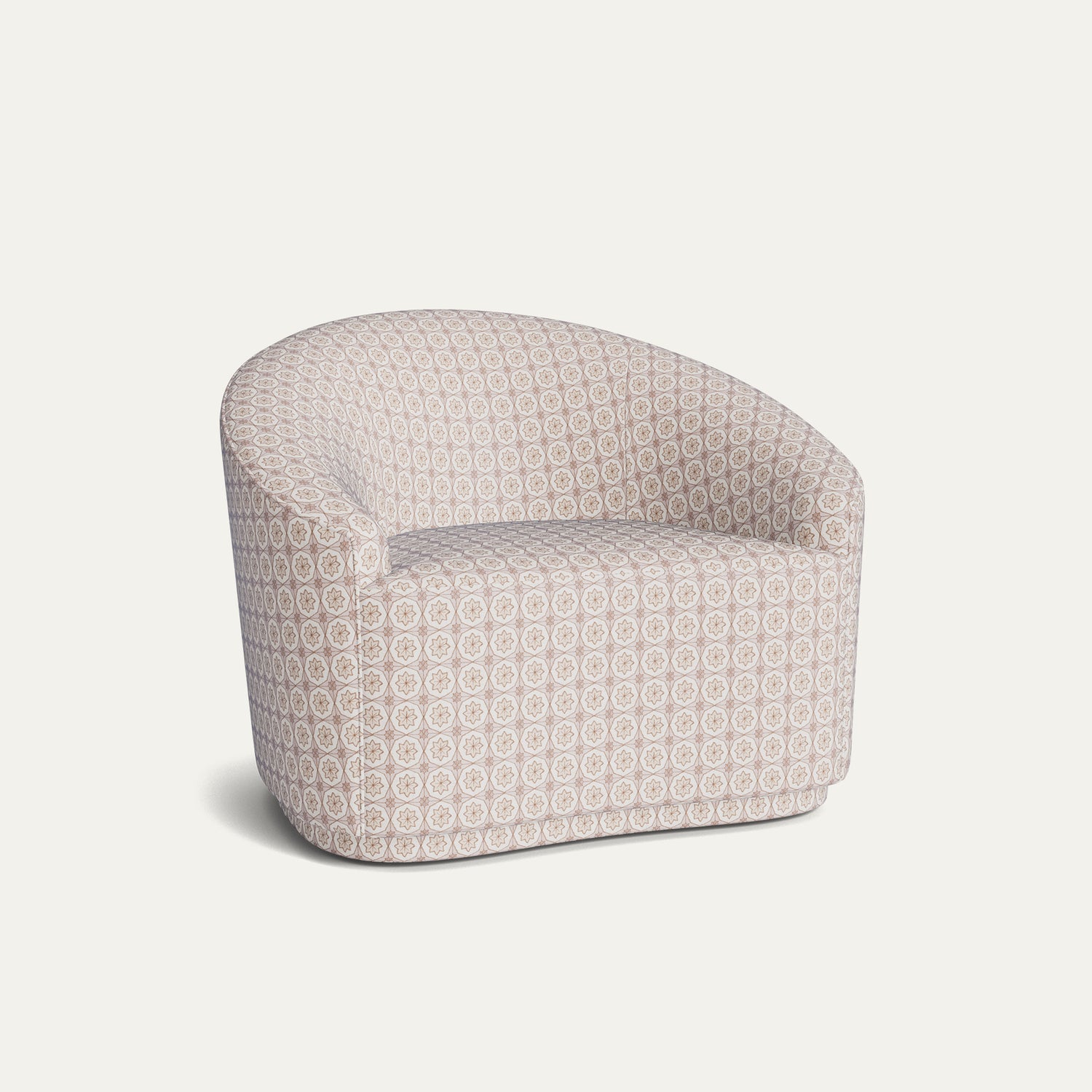 Hayes Almond (CMOL) chair in patterned fabric with rounded back, made-to-order, short lead times, manufactured in the USA