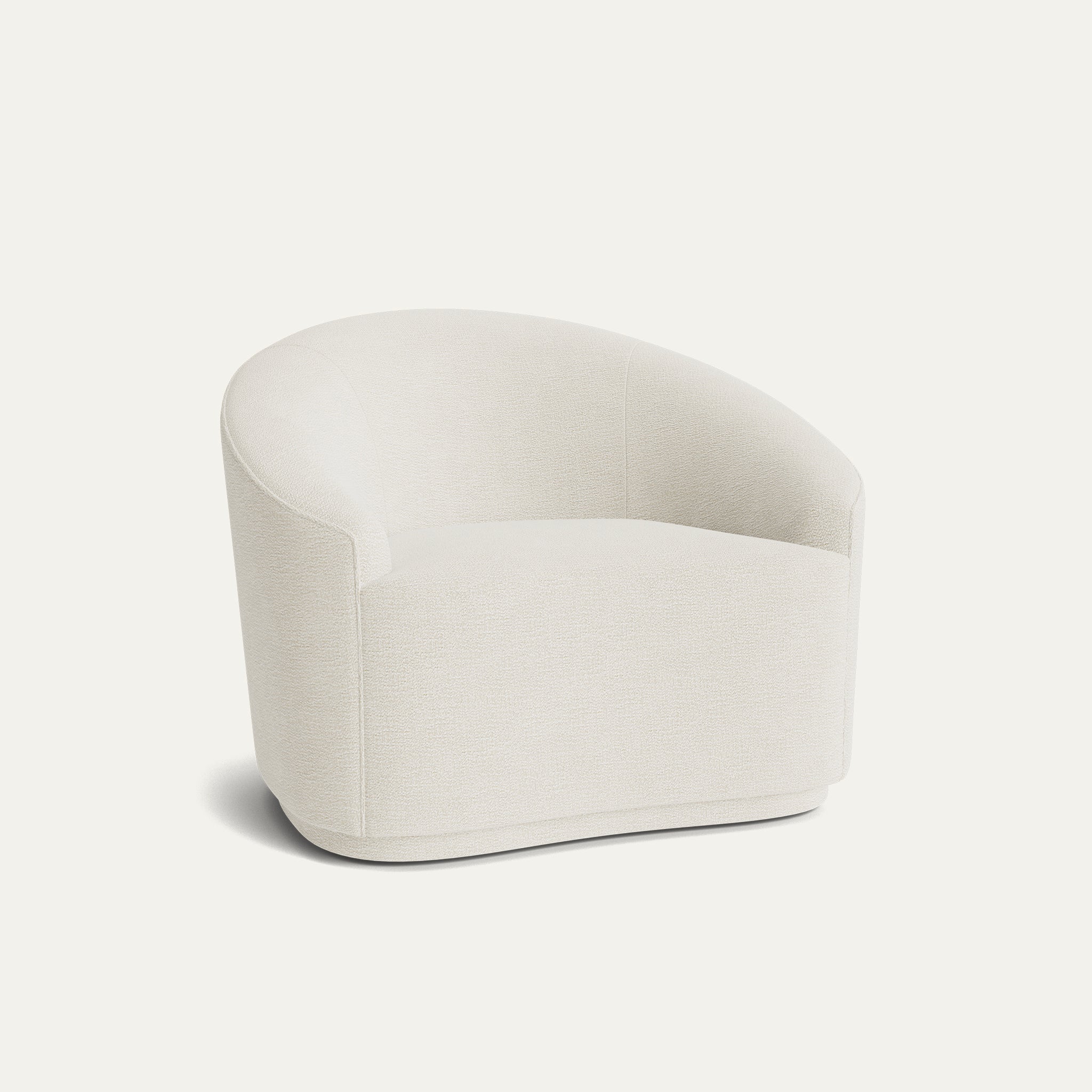 Coconut chair in solid performance woven fabric with rounded design, made-to-order, short lead times, manufactured in the USA