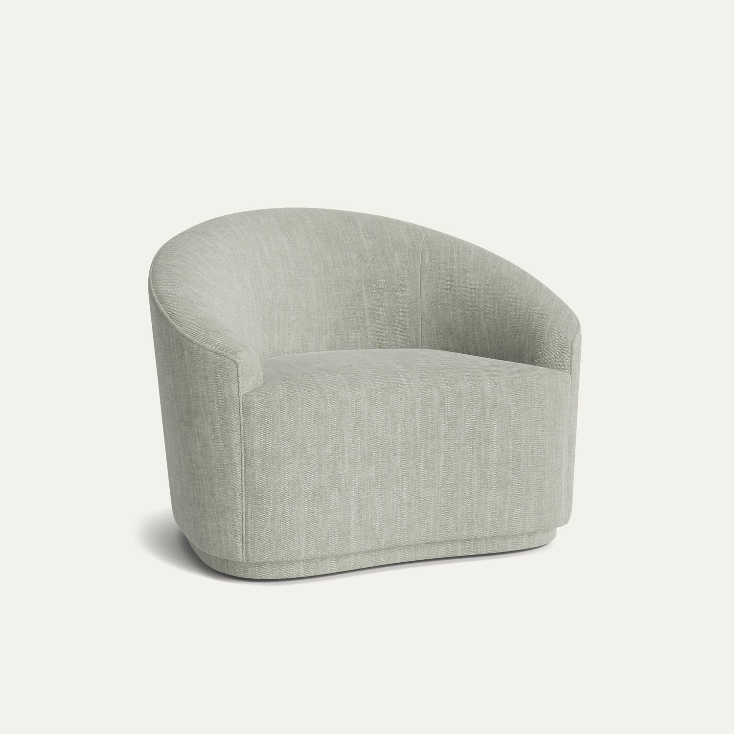 Sea Salt armchair in soft performance woven fabric with curved back, made-to-order, short lead times, manufactured in the USA.