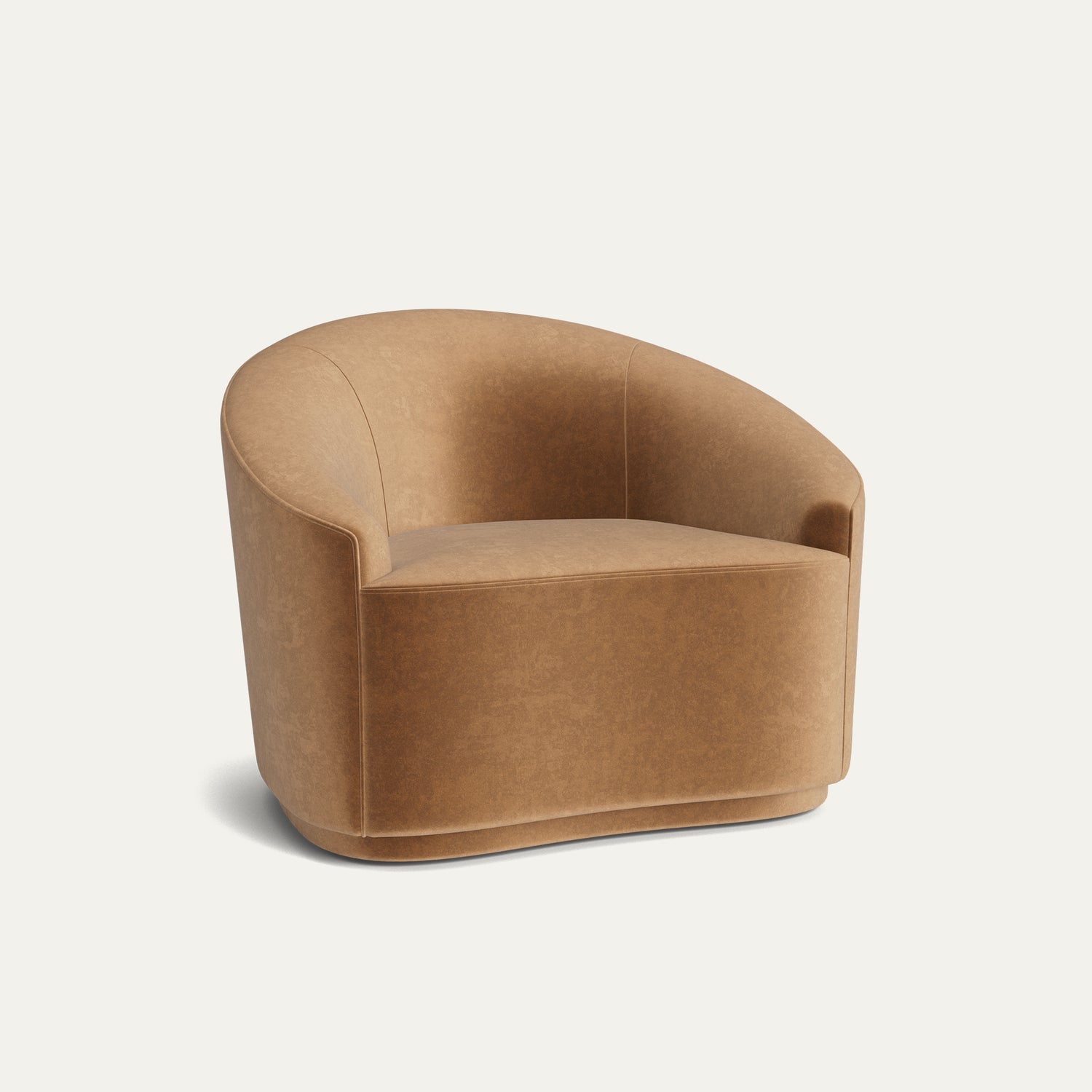 Honey Velvet armchair in solid honey velvet with curved arms, made-to-order with short lead times, manufactured in the USA.