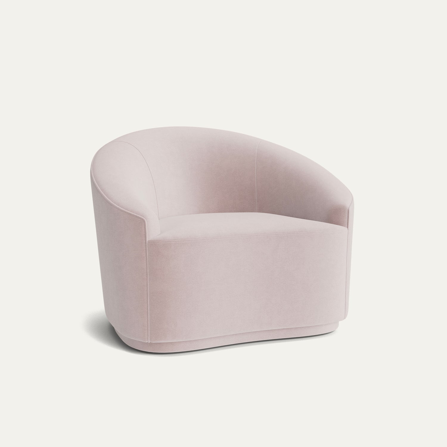 Mauve Velvet accent chair with rounded back in soft mauve fabric, made-to-order, fast delivery, manufactured in the USA
