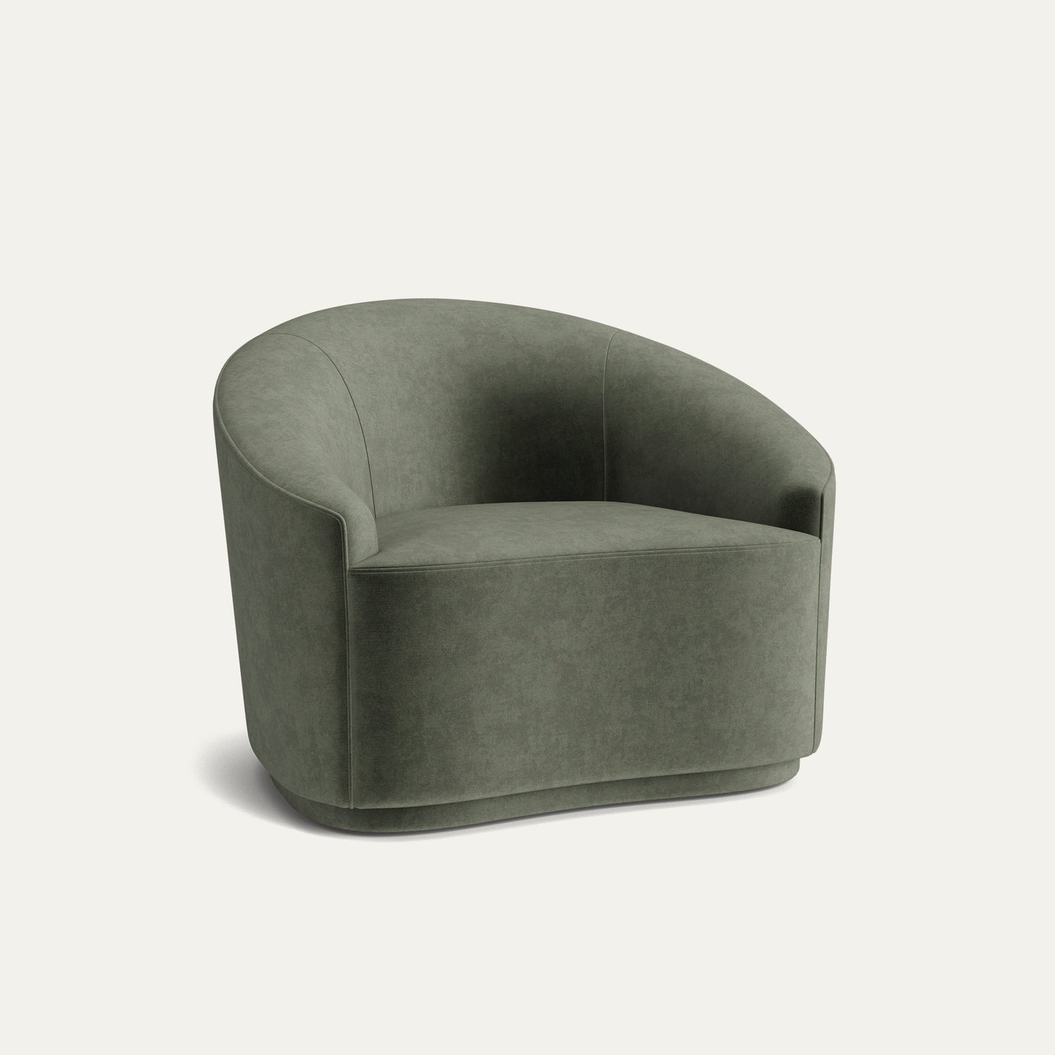 Fern Velvet armchair in soft green velvet with curved back, made-to-order, fast lead times, manufactured in the USA.