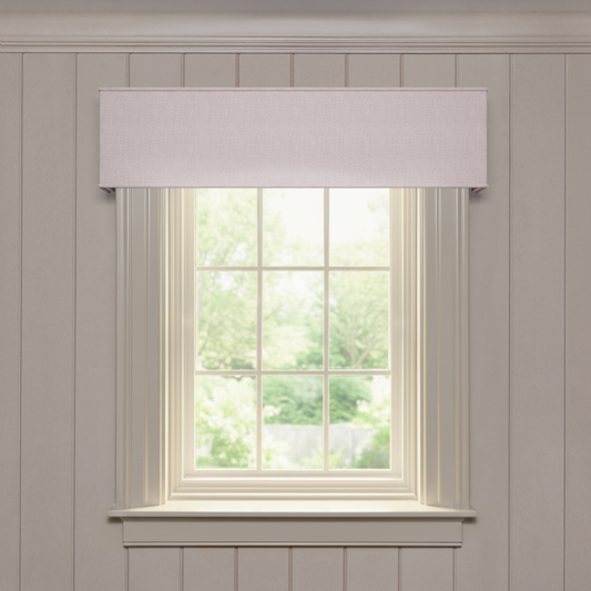 Dahlia cornice in soft performance woven fabric, made-to-order with fast turnaround, manufactured in the USA quality design