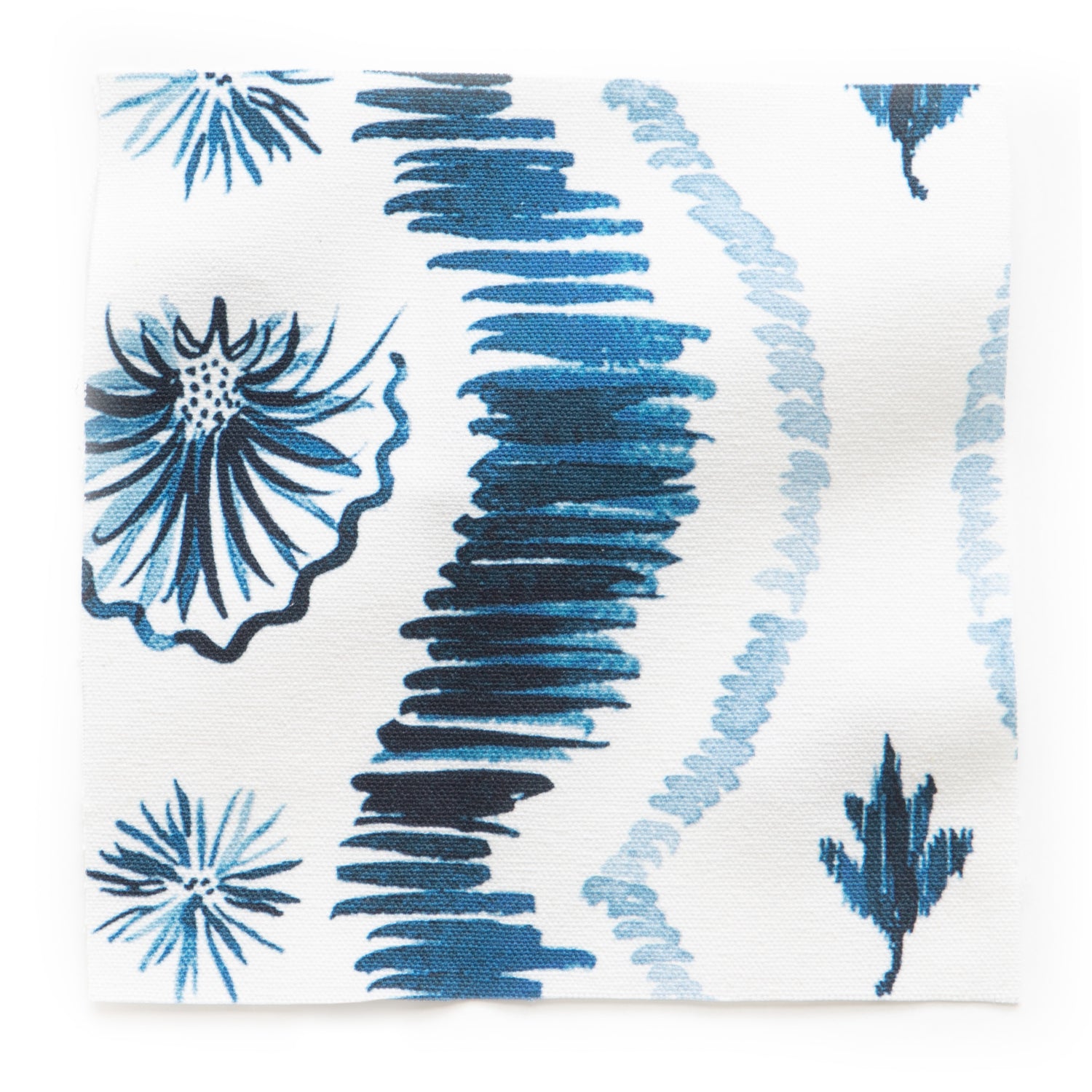 Blue Ikat Printed Cotton Swatch