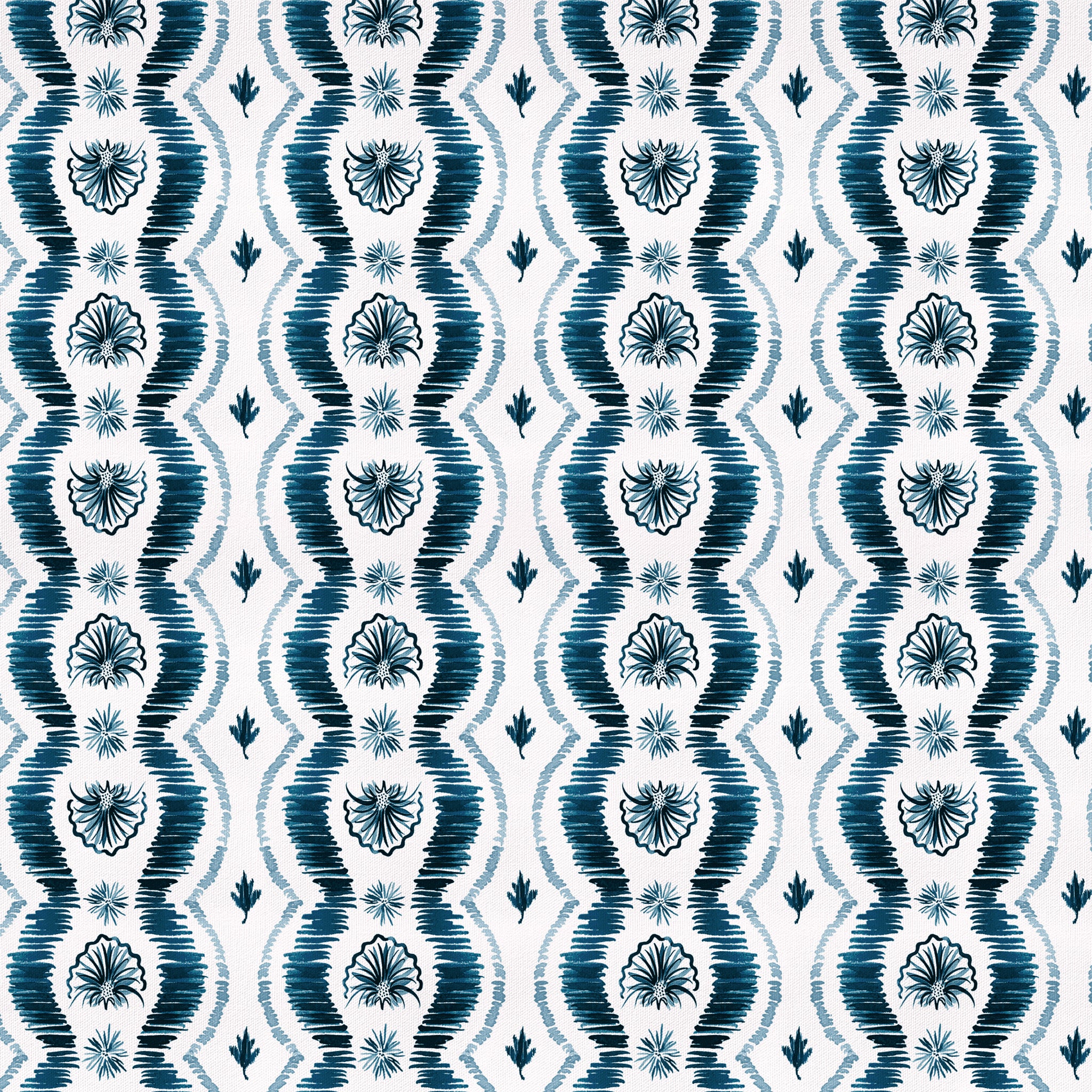 Blue Ikat Striped Wallpaper