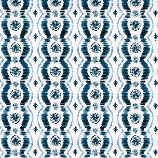 Blue Ikat Striped Wallpaper