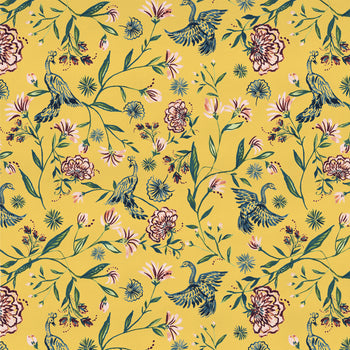 Yellow Chinoiserie Printed Wallpaper