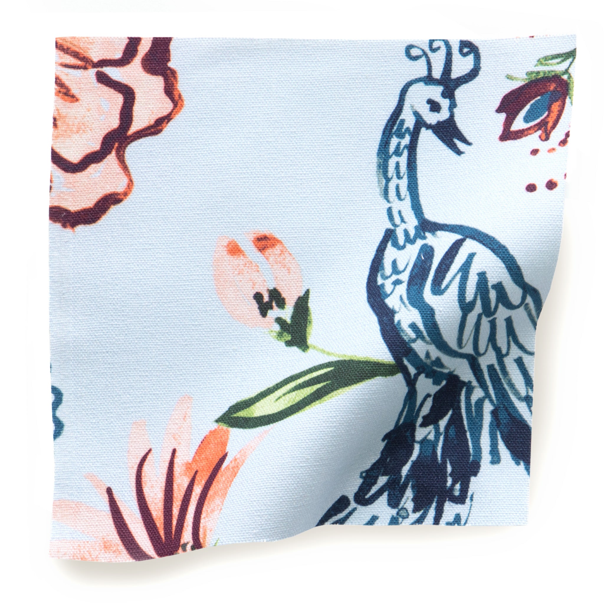 Blue Chinoiserie Printed Cotton Swatch