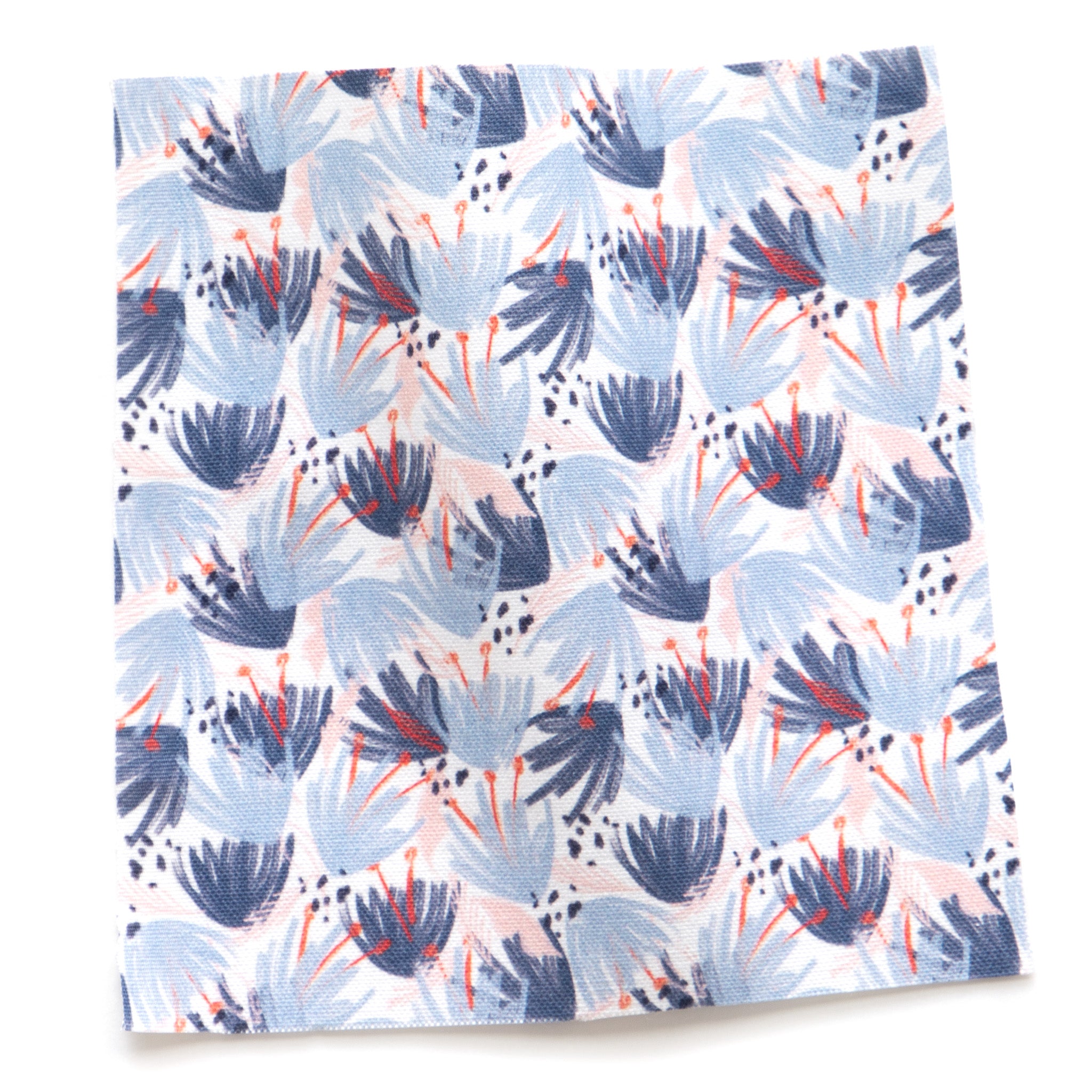 Red and Blue floral Printed cotton Swatch