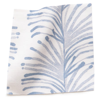 Sky Blue Botanical Stripe Printed Cotton Swatch