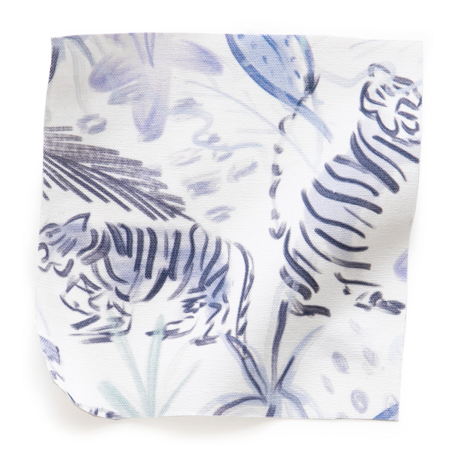 Blue With Intricate Tiger Design Printed Cotton Swatch