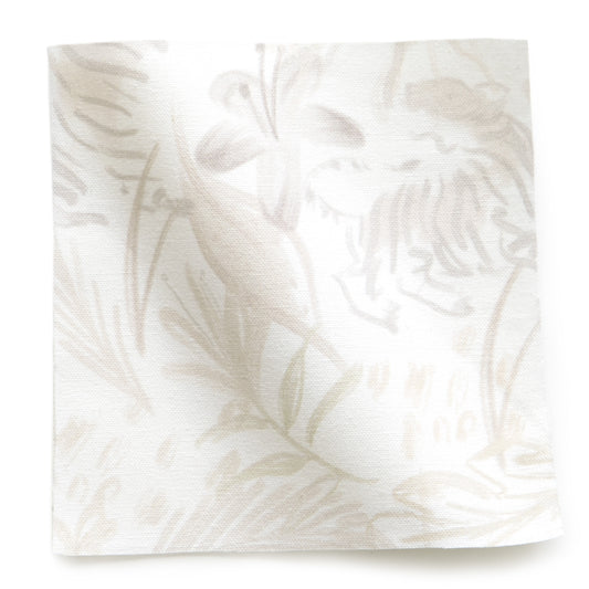 Beige Chinoiserie Tiger Printed Cotton Swatch