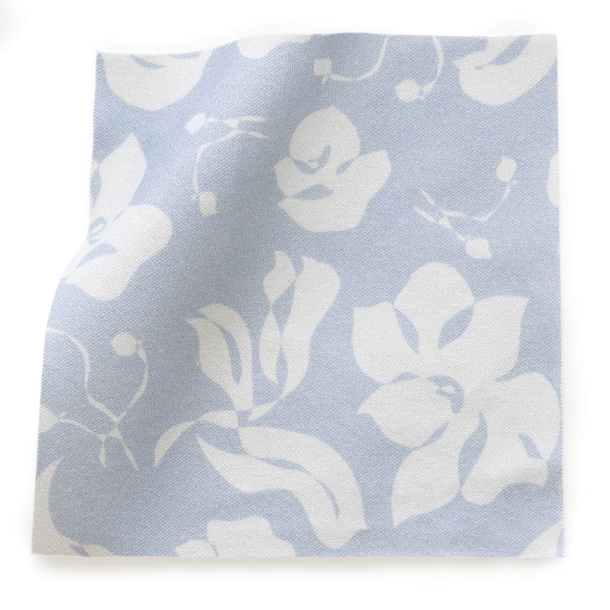 Cornflower Blue Floral Printed Cotton Swatch
