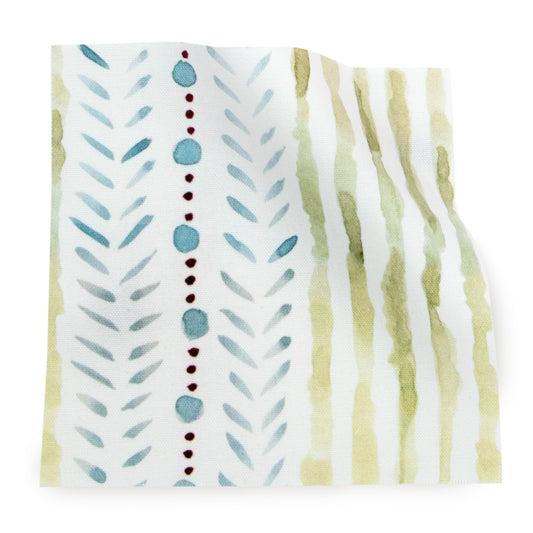 Blue & Green Striped Printed Cotton Swatch