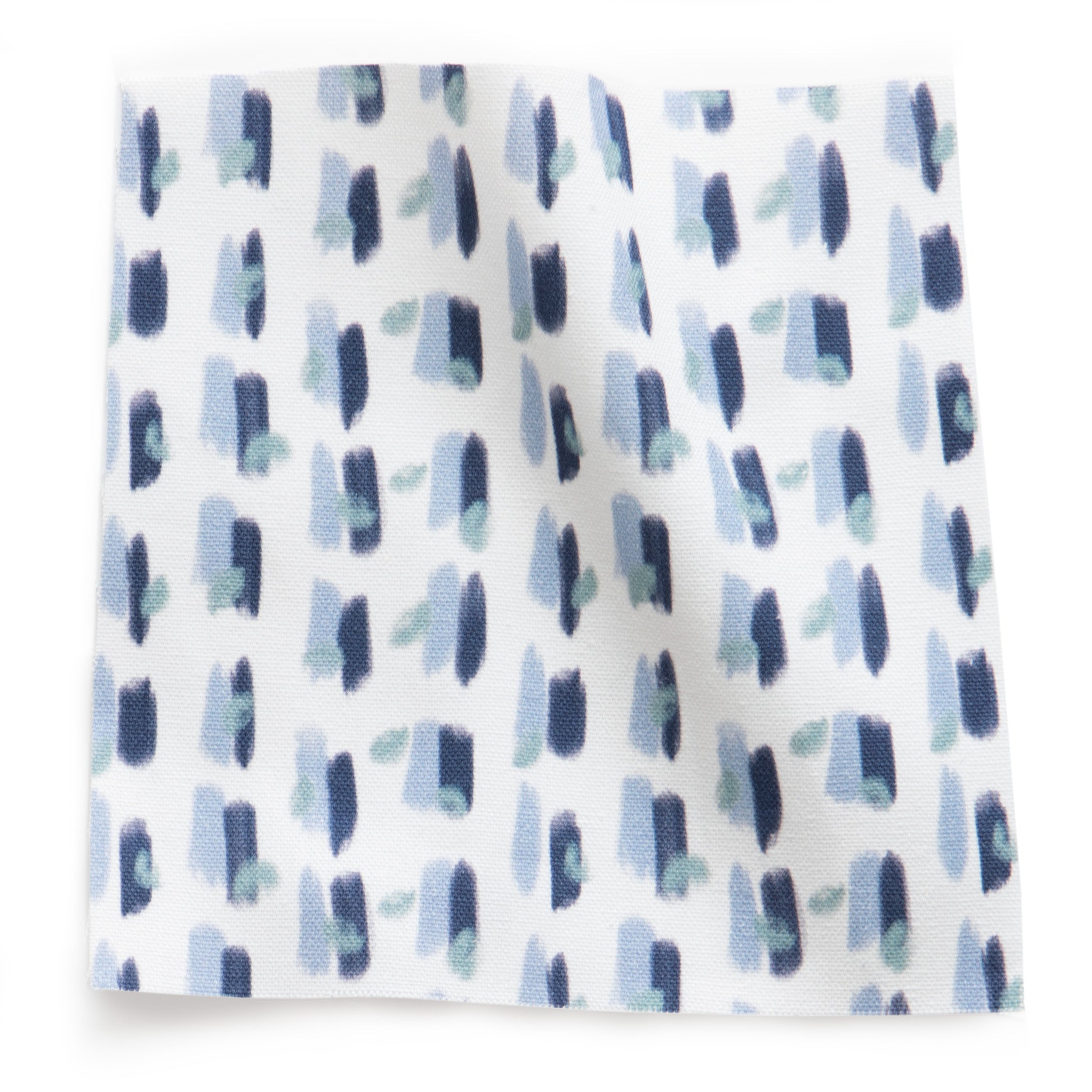 Sky and Navy Blue Poppy Printed Cotton Swatch