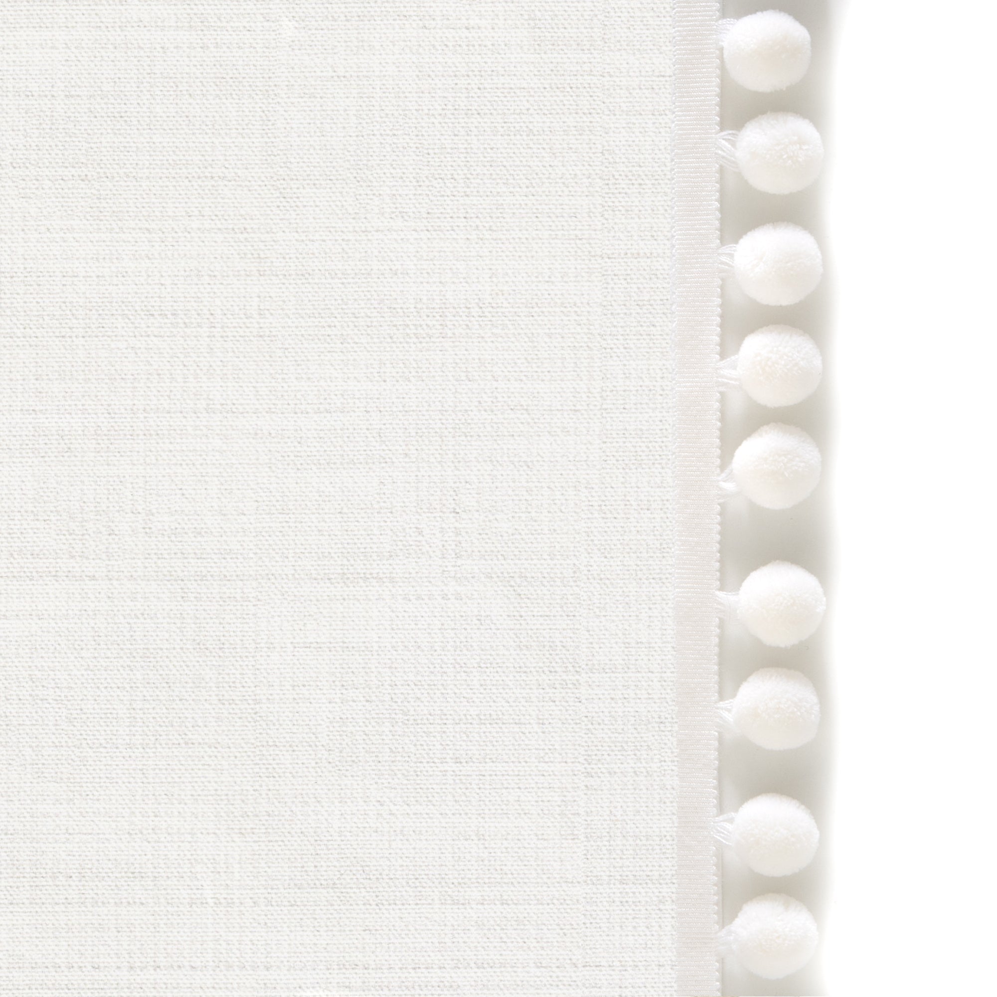 Snow Cotton Shower Curtain - 84"W x 100"L, Snow Pom Pom on the sides + bottom