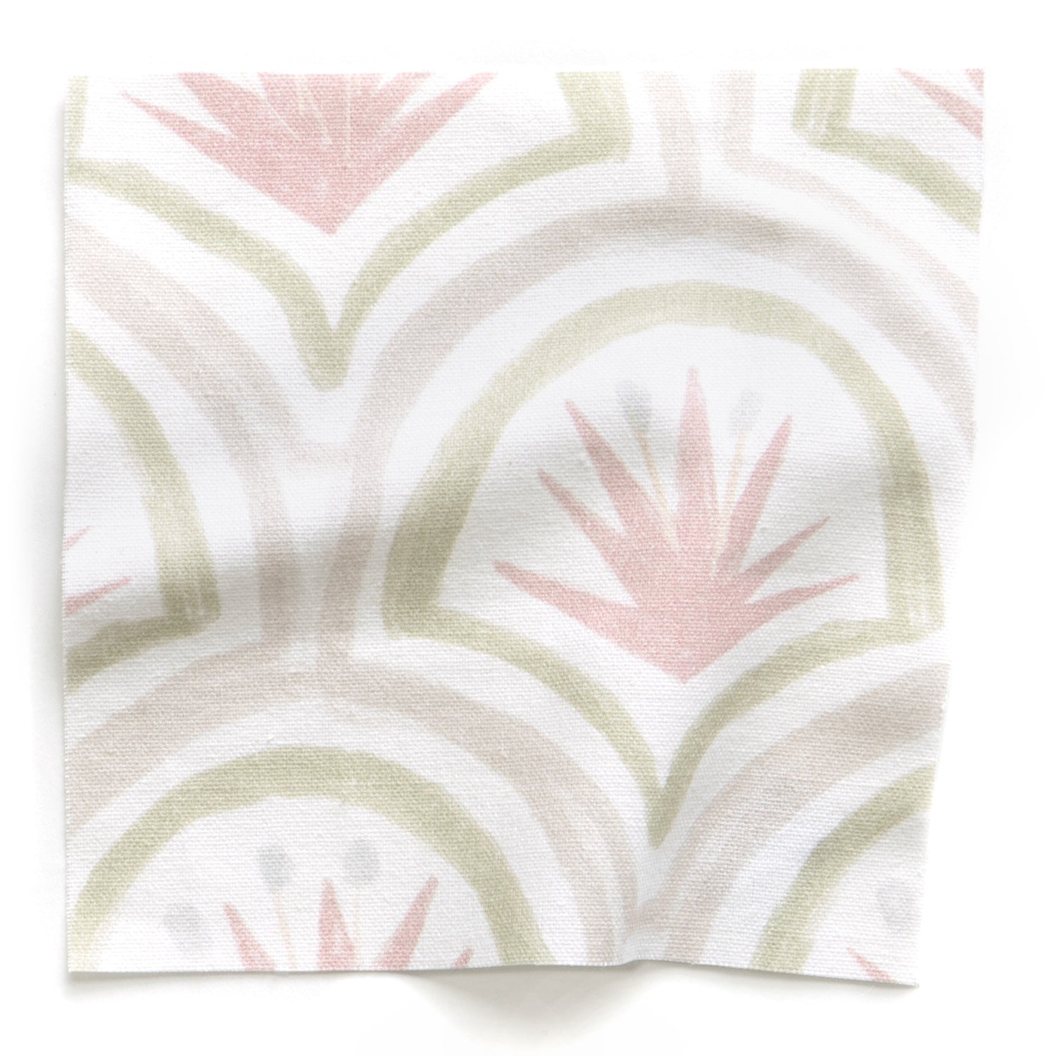 Pink Art Deco Palm Printed Cotton Swatch