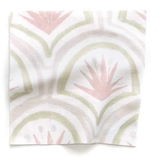 Pink Art Deco Palm Printed Cotton Swatch