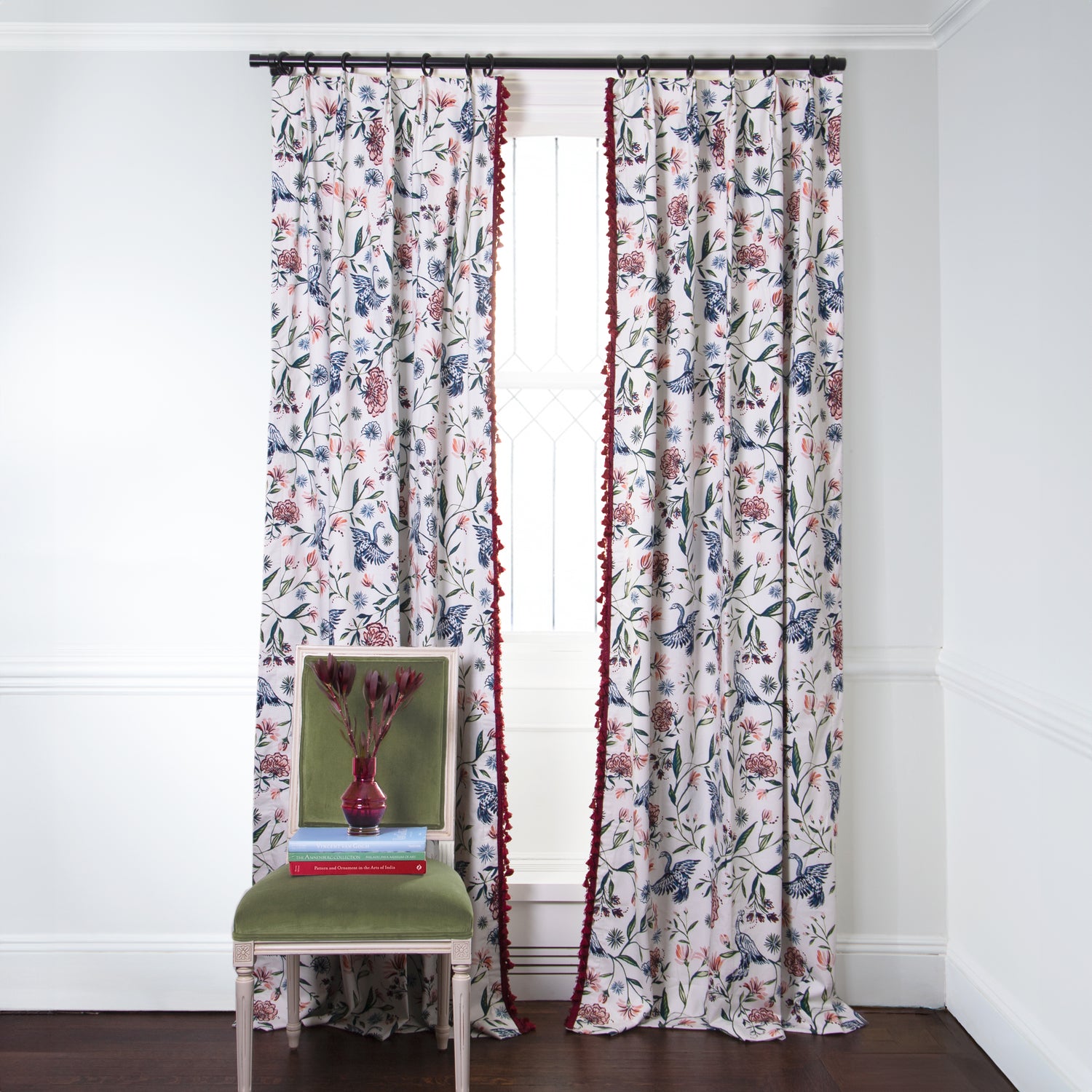 Pepper Home  Floral Navy Custom Curtains