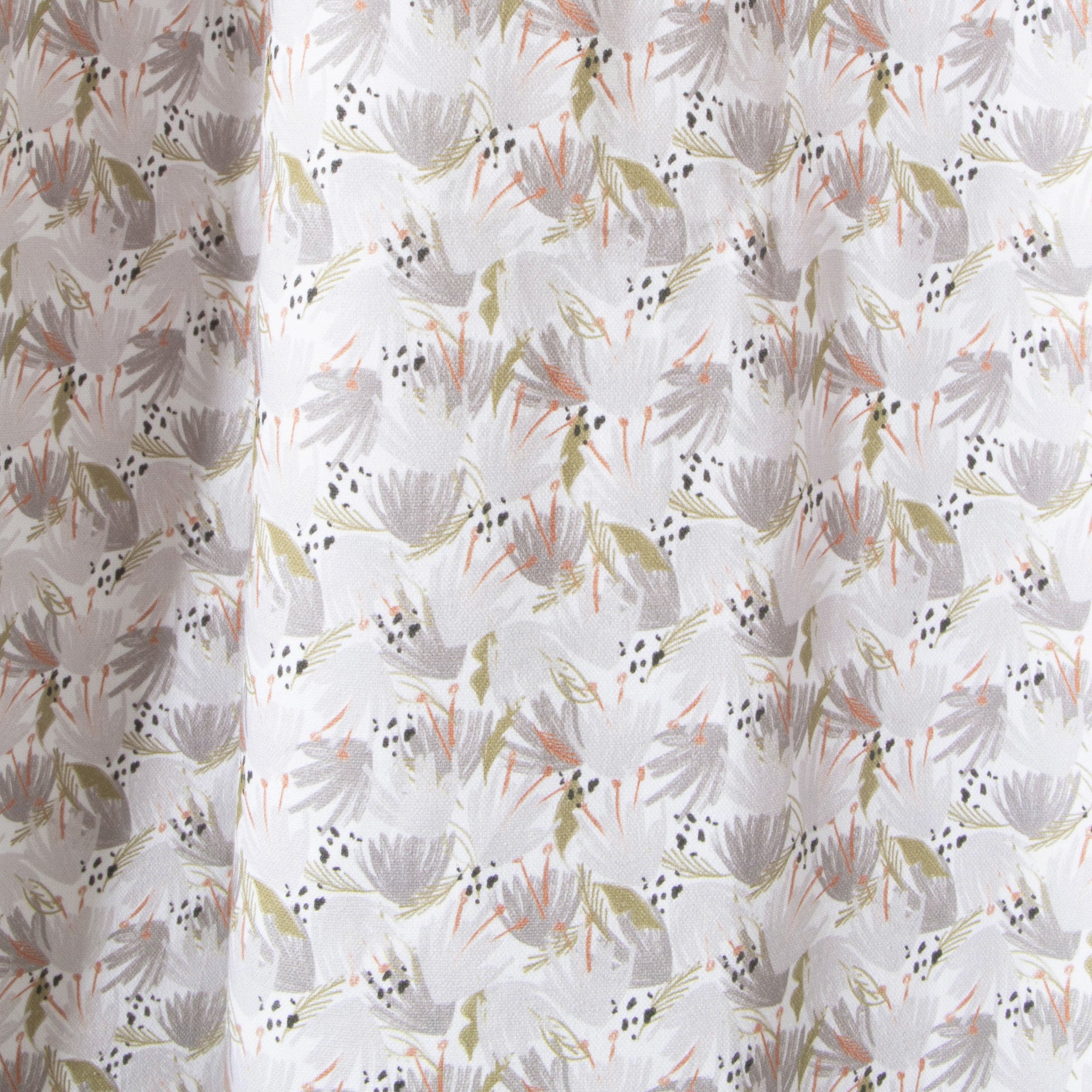 close up of Grey Floral Printed Cotton curtain