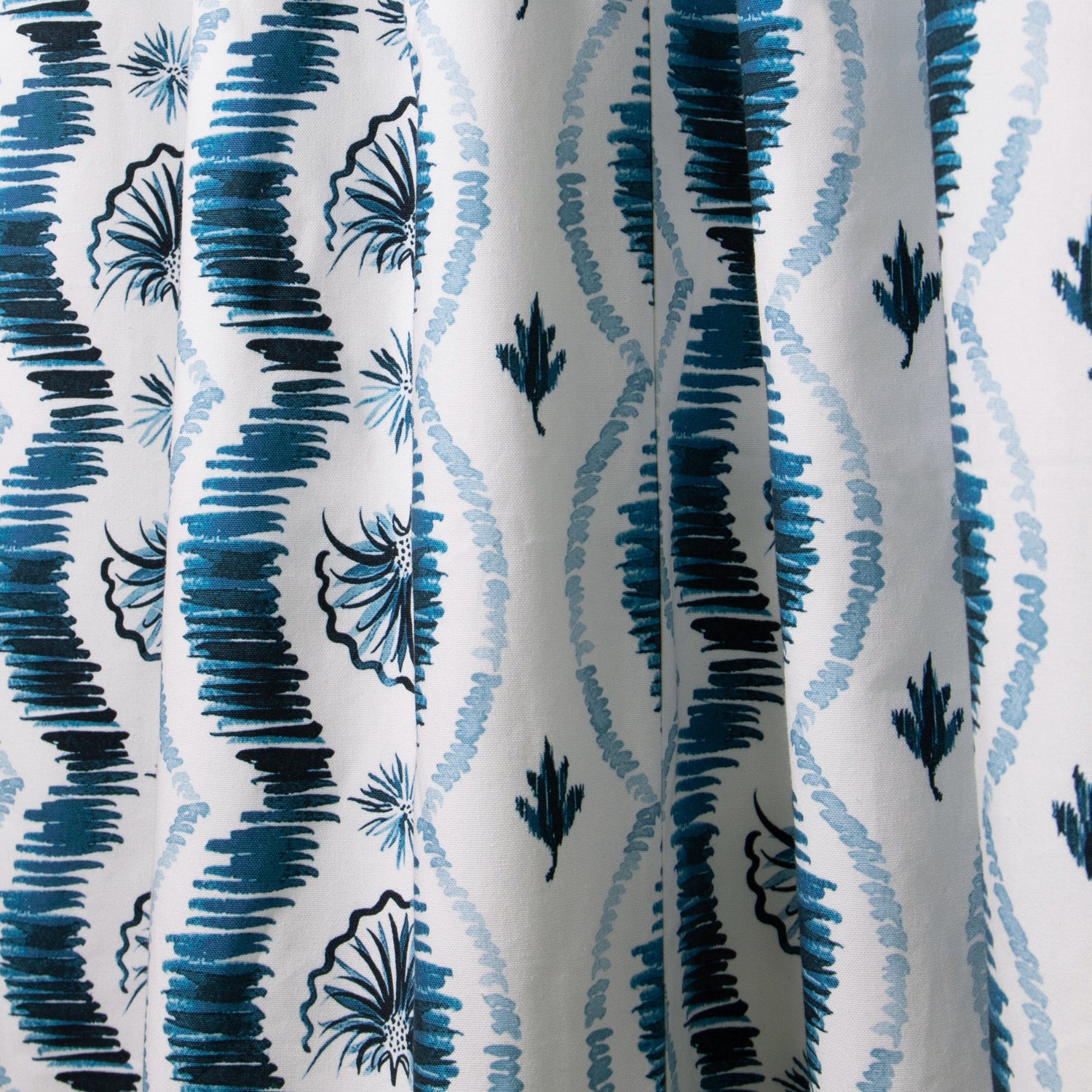 Blue Ikat Striped Curtain Pattern Close-up