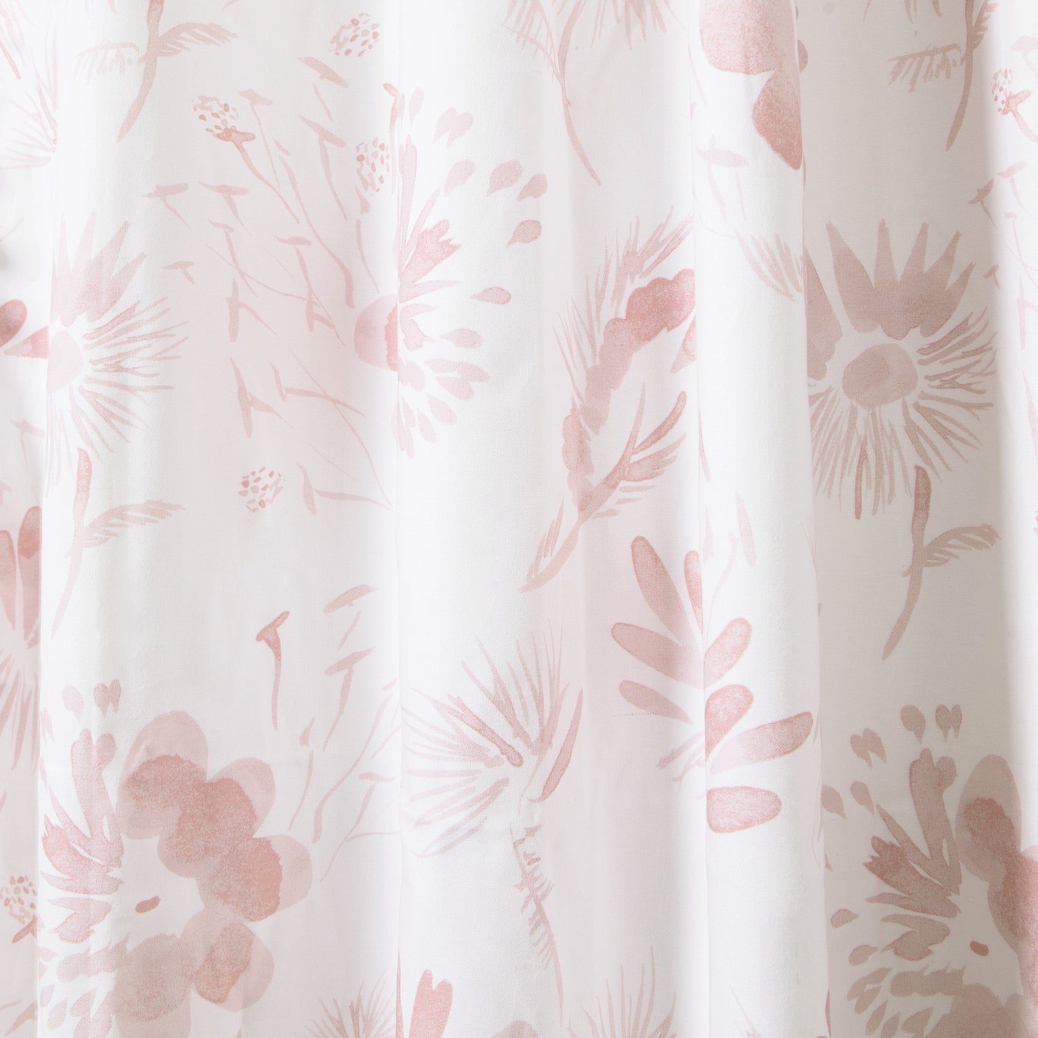 close up of Pink Floral Printed Cotton curtain 