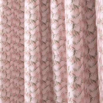 Pink Floral Printed Curtain Close-Up 