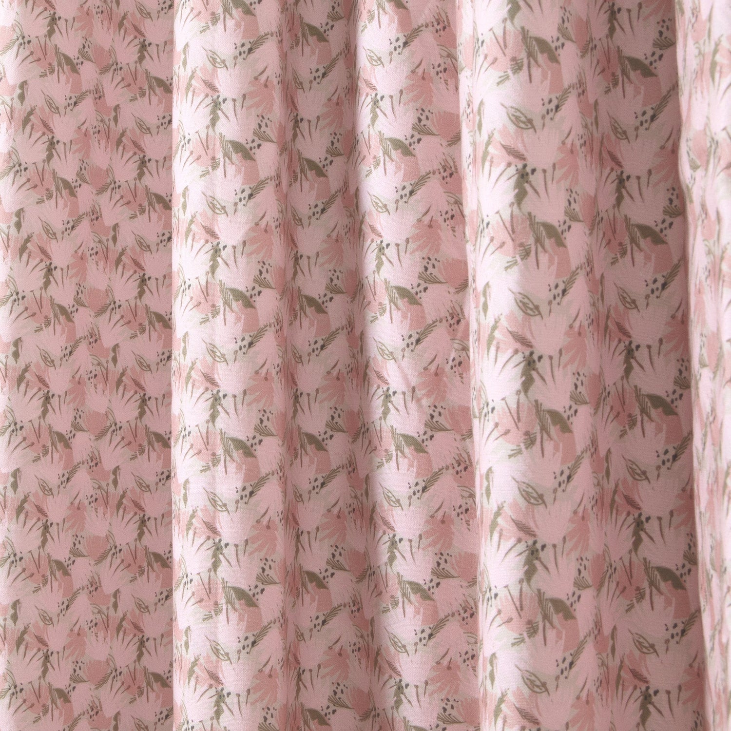 Pink Floral Printed Curtain Close-Up