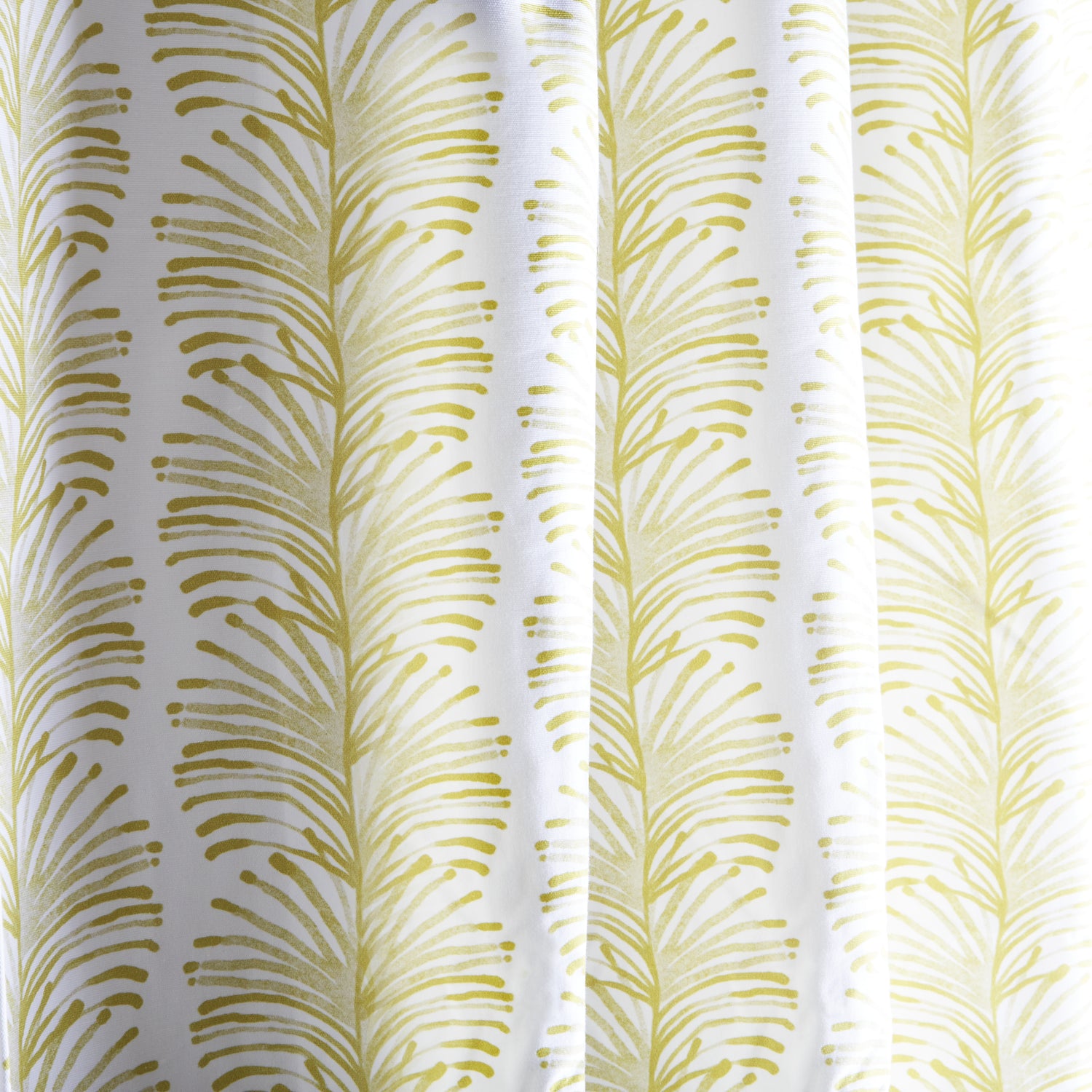 close up of chartreuse Botanical Stripe curtain