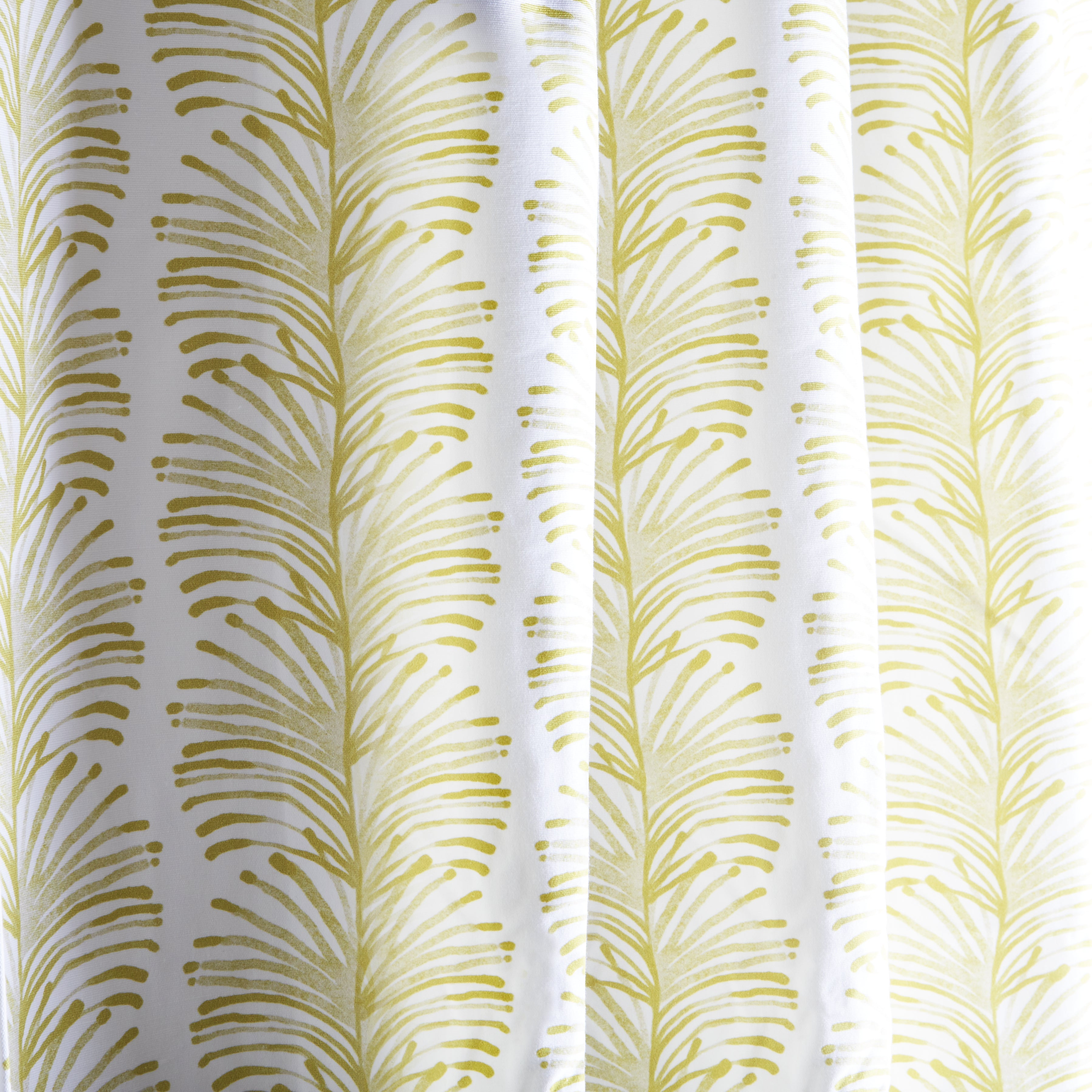 close up of Yellow Stripe Chartreuse Printed Cotton curtain 