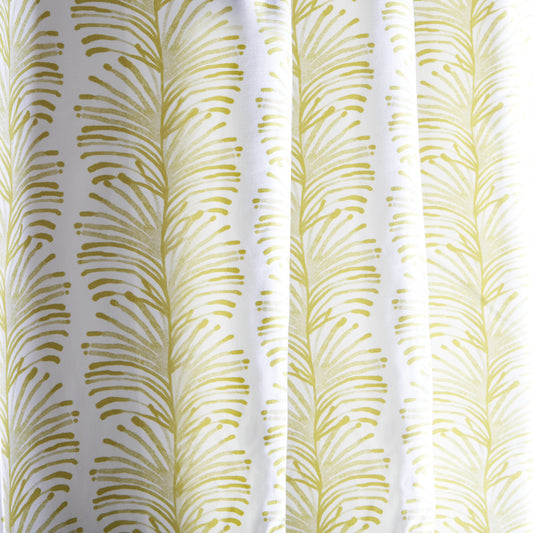 close up of Yellow Stripe Chartreuse Printed Cotton curtain 