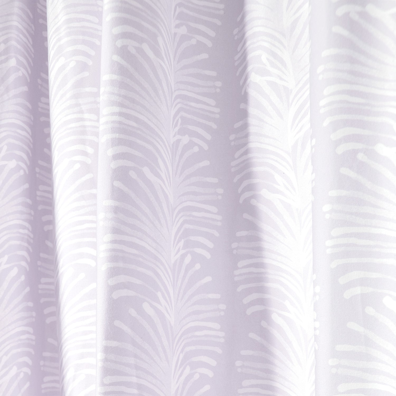 close up of Lavender Botanical Stripe Printed Cotton curtain