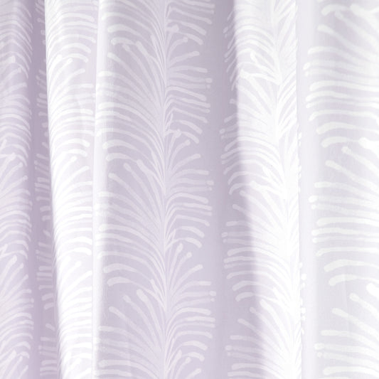 close up of Lavender Botanical Stripe Printed Cotton curtain