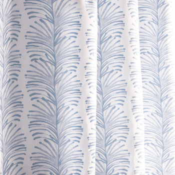 Sky Blue Botanical Stripe Printed Curtain Close-Up