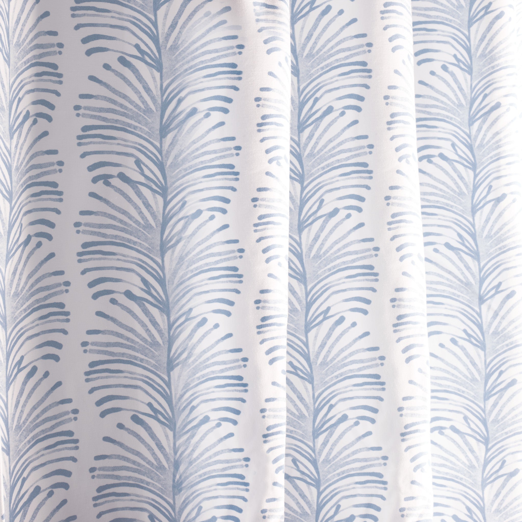 Sky Blue Botanical Stripe Printed Curtain Close-Up
