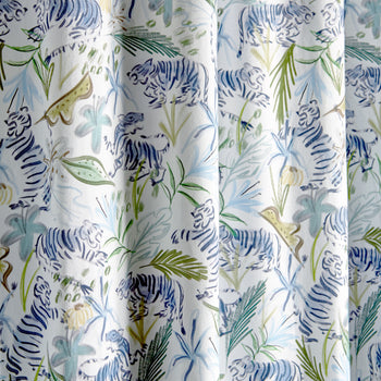 Green Tiger Printed Curtain Close-Up