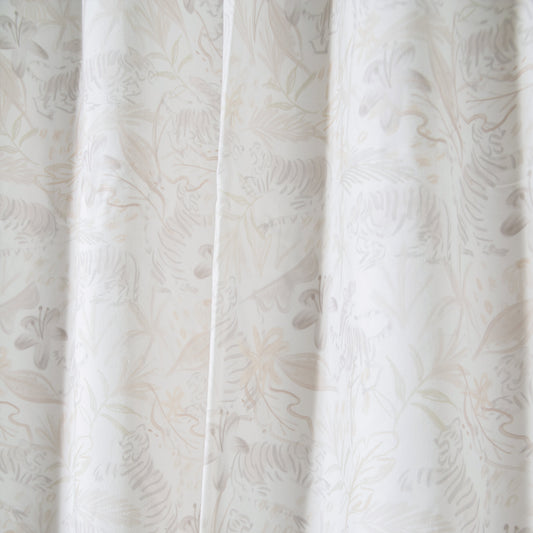 Beige Chinoiserie Tiger Printed Curtain Close-Up