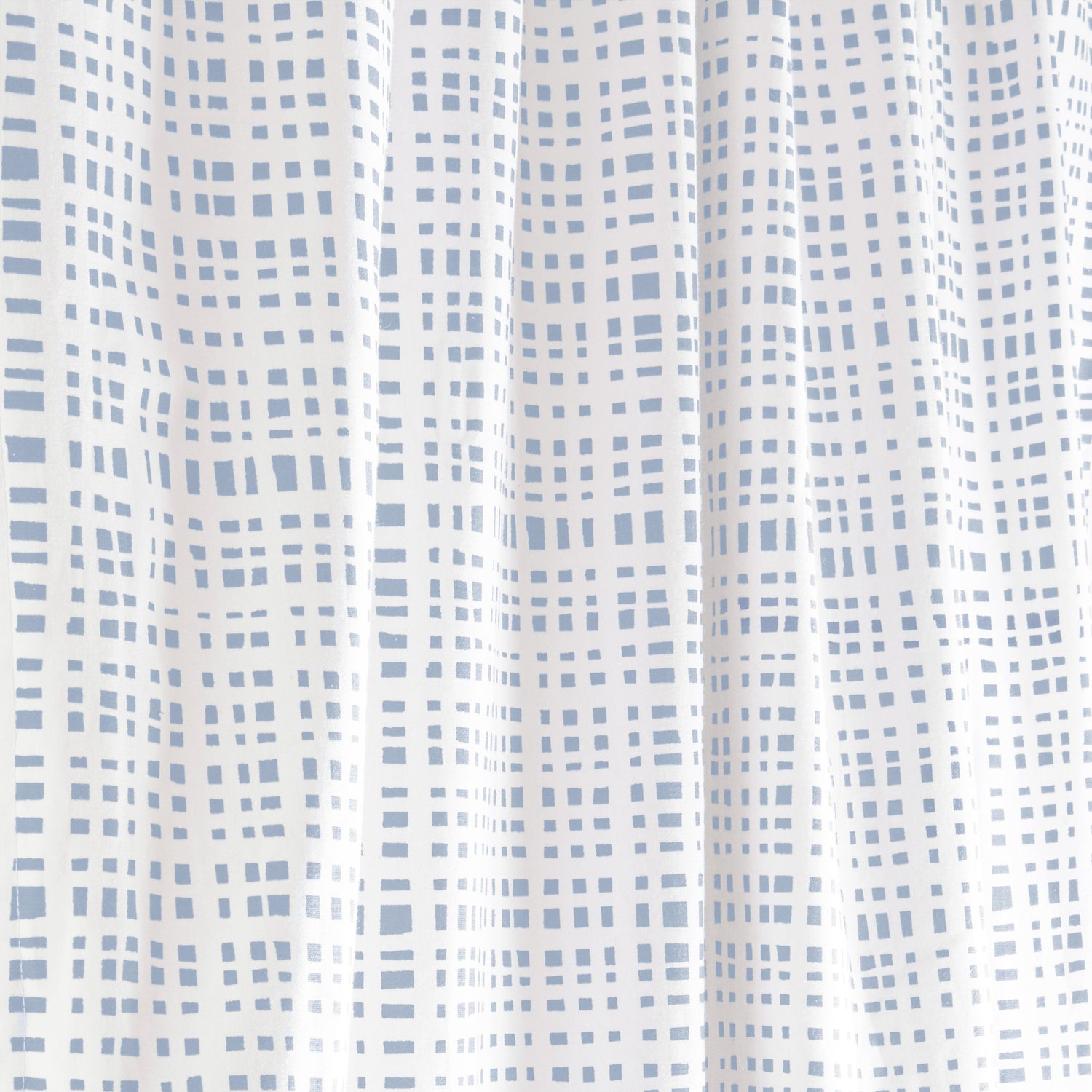 Sky Blue Gingham Printed Curtain Close-Up