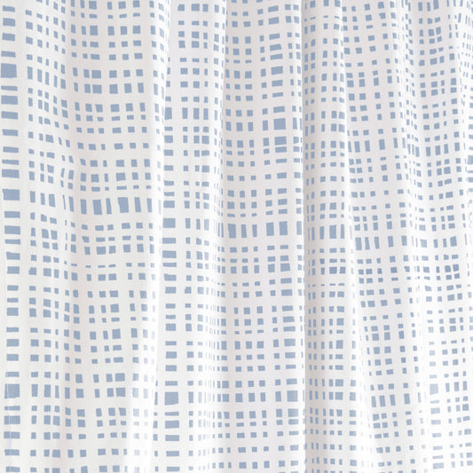 Sky Blue Gingham Printed Curtain Close-Up