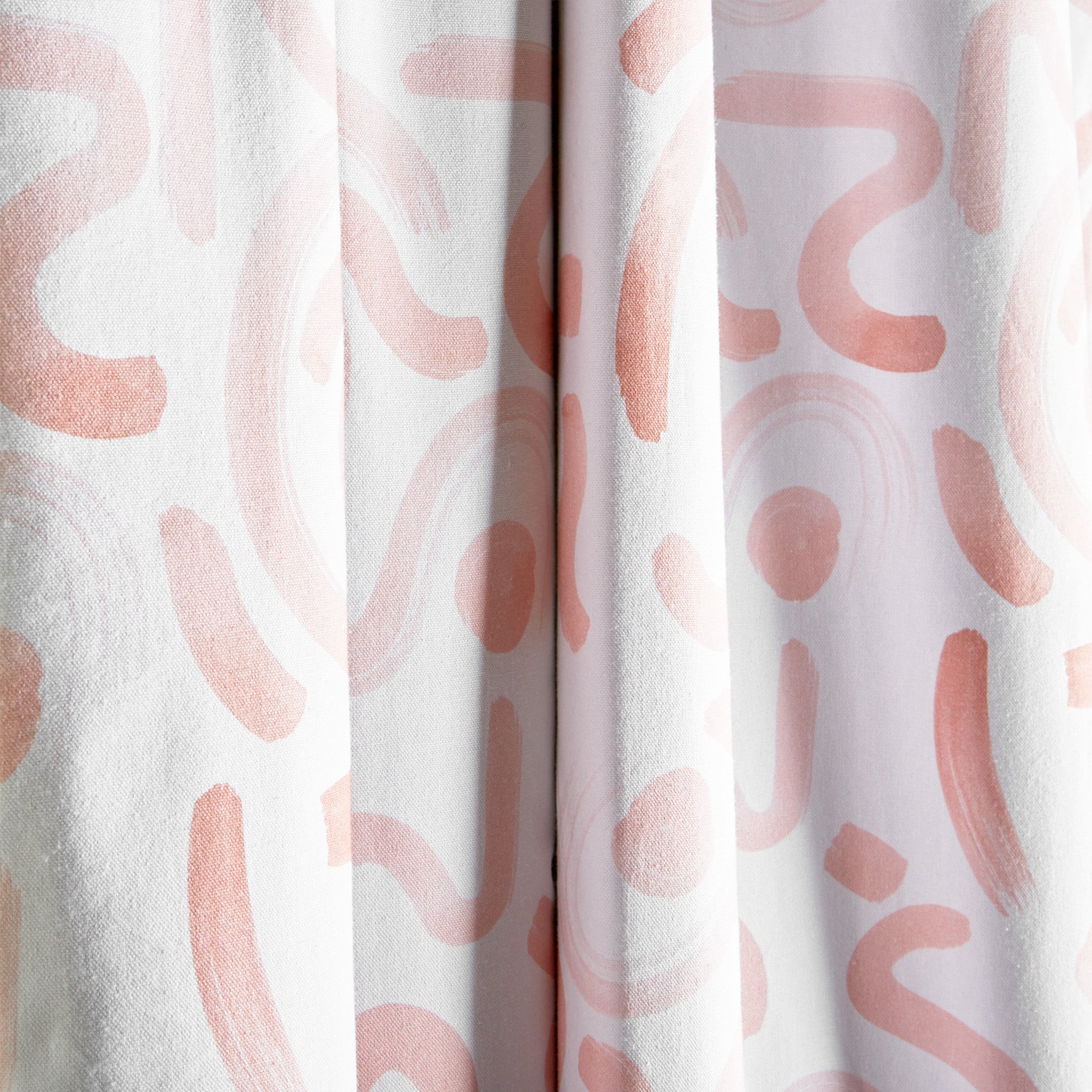 Pink Graphic Printed Curtain Close-Up