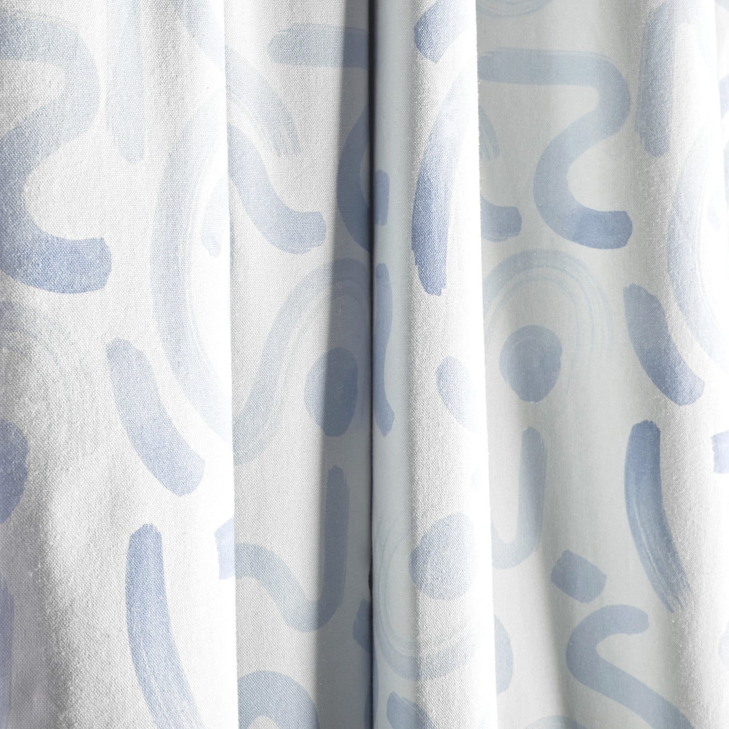 Sky Blue Printed Curtain Close-Up