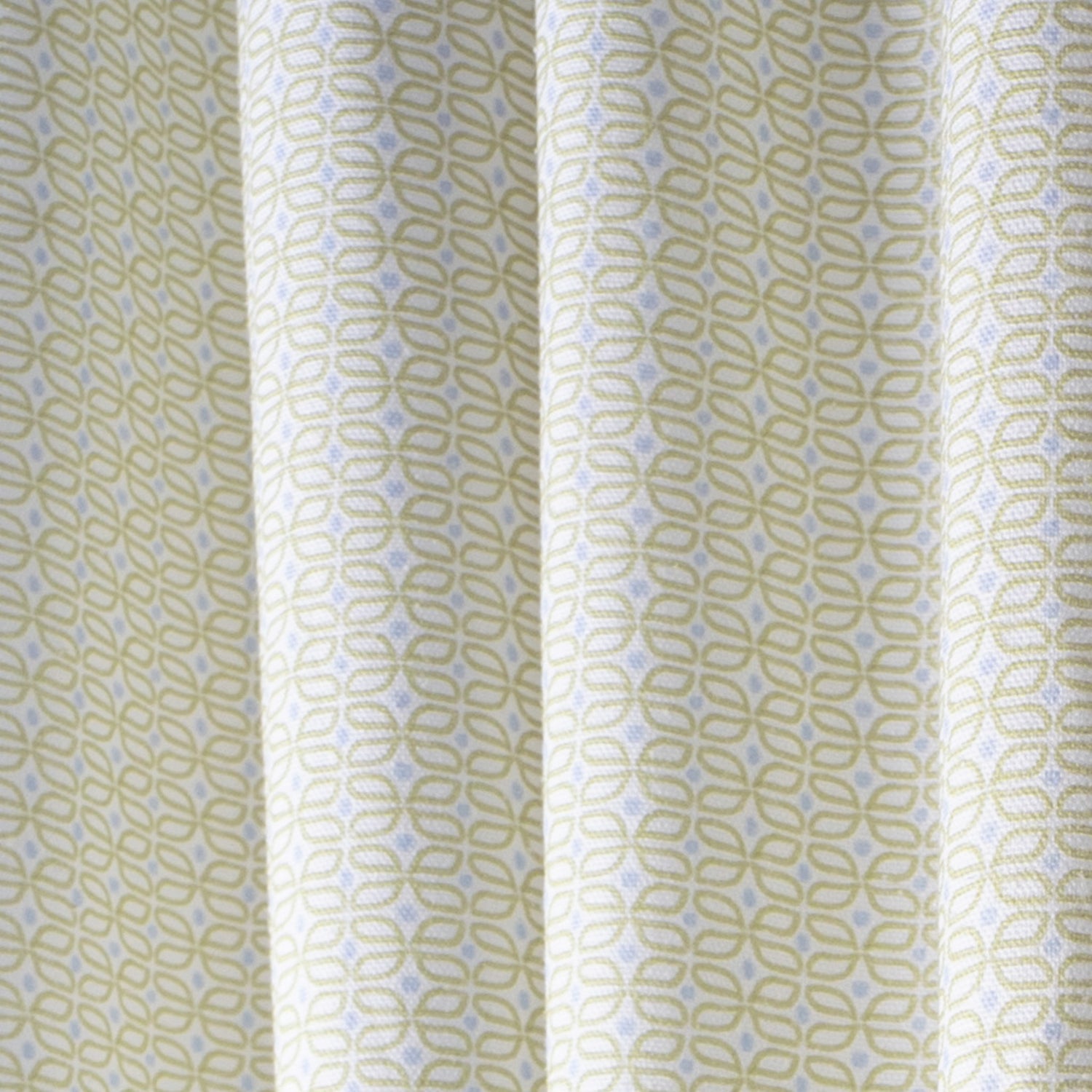 Moss Green Geometric Printed Curtain Close-Up