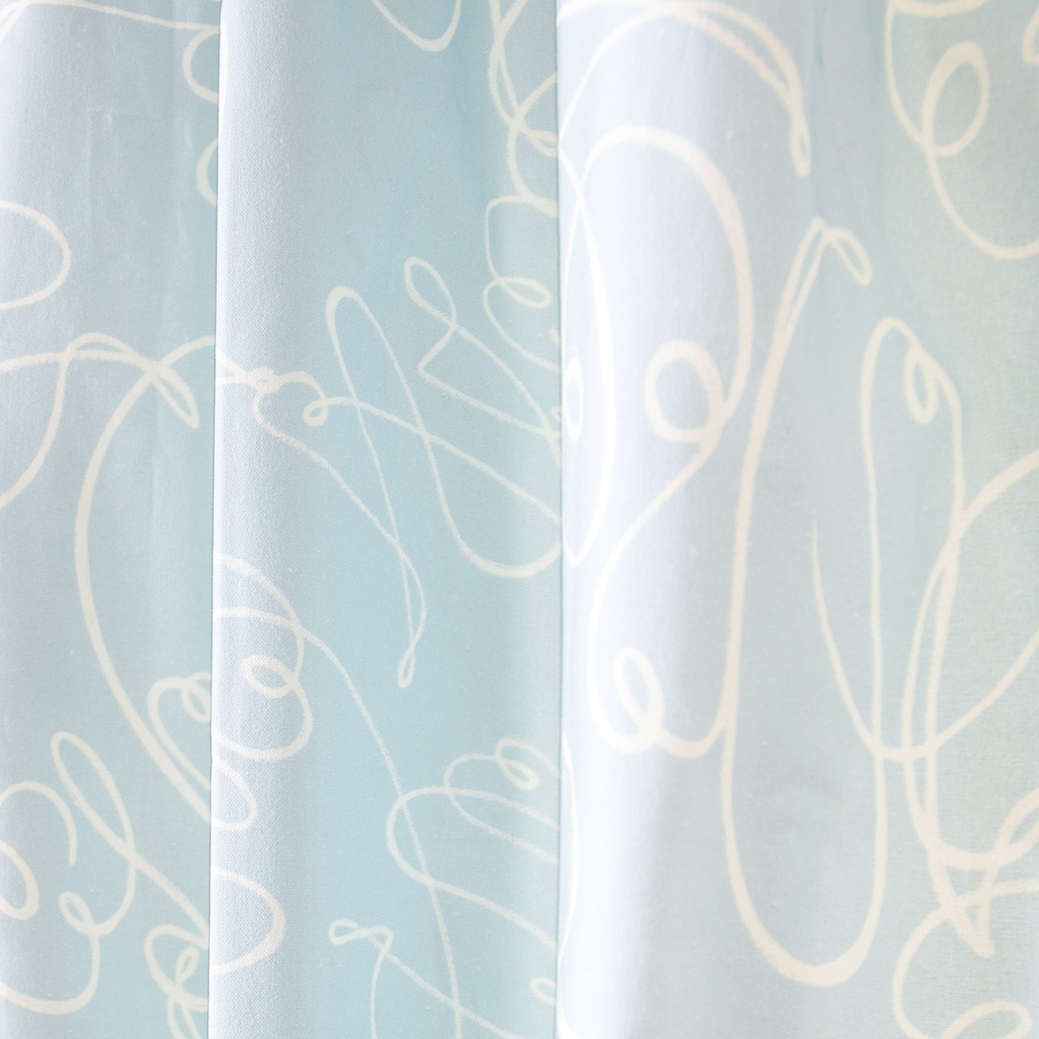 Powder Blue Abstract Printed Curtain Close-Up