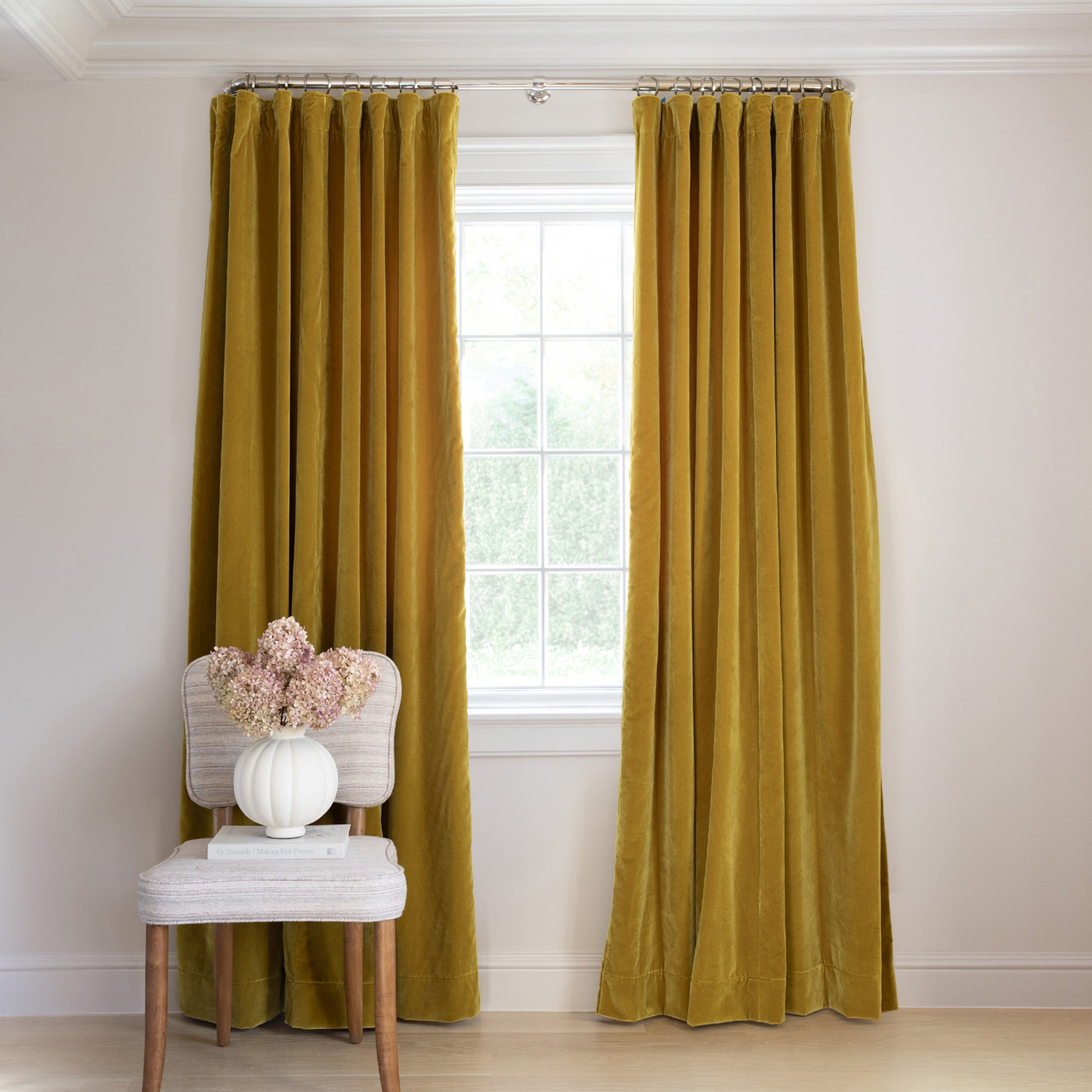 Yellow velvet curtains hotsell