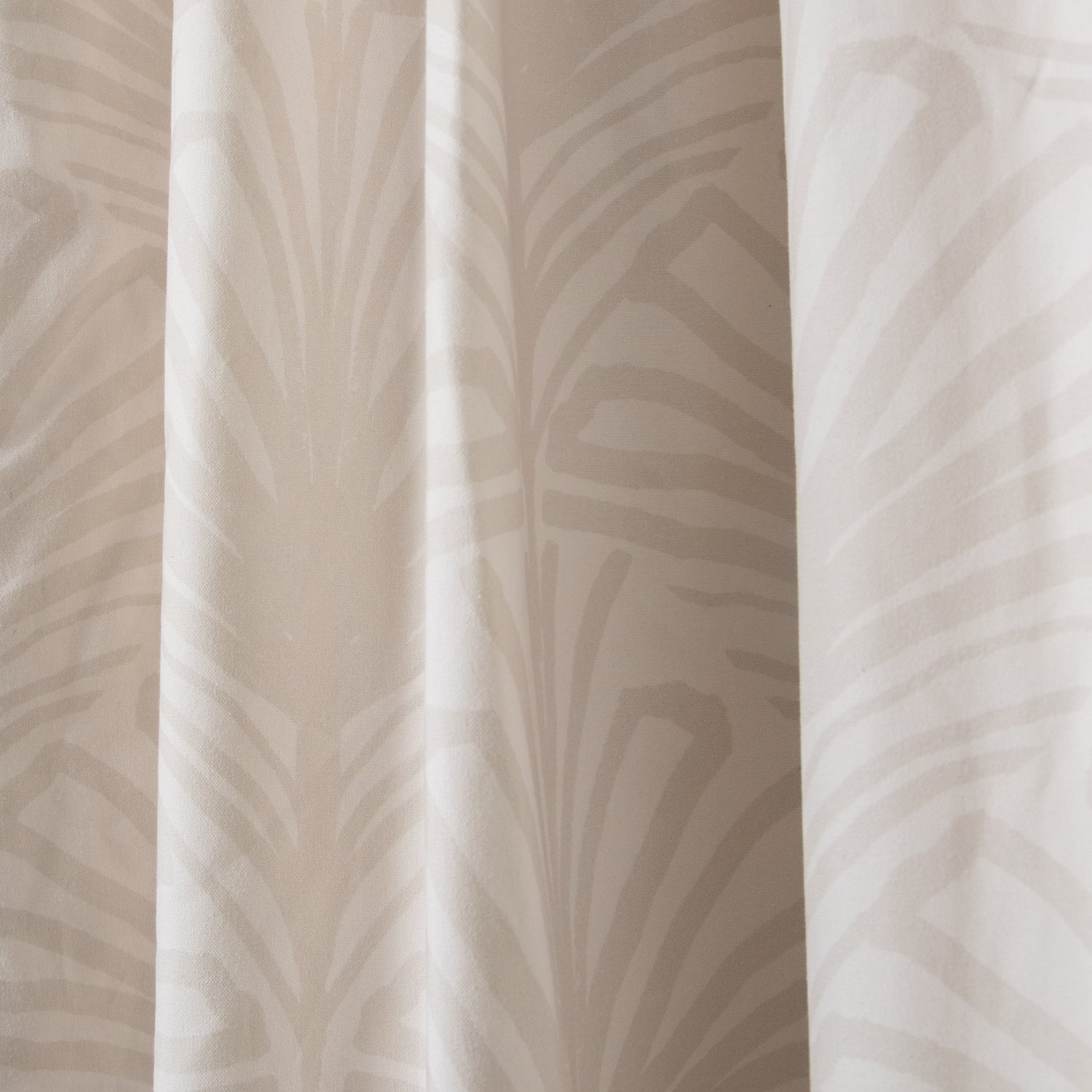 Beige Palm Printed Curtains Close-up